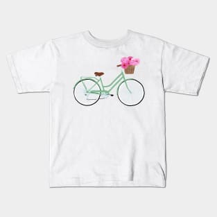 Bicycle Basket Full of Flowers Kids T-Shirt